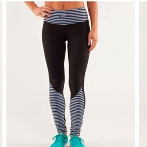 Lululemon Runder Under Tight Black Classic Stripe Polar Haze Reversible